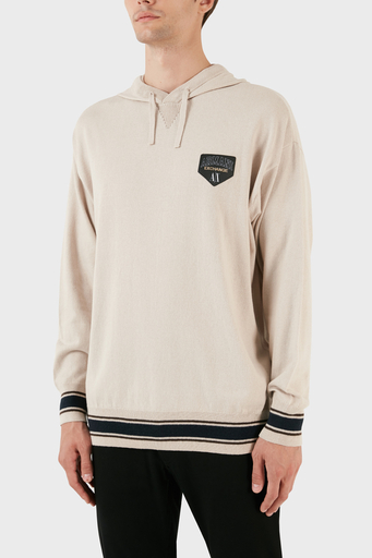 Armani Exchange Pamuk ve Yün Karışımlı Regular Fit Kapüşonlu Erkek Kazak 6RZM2A ZM3FZ 1934 BEJ - 3