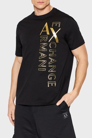Armani Exchange - Armani Exchange Pamuklu Baskılı Regular Fit Erkek T Shirt 3LZTNA ZJ9AZ 02DX SİYAH