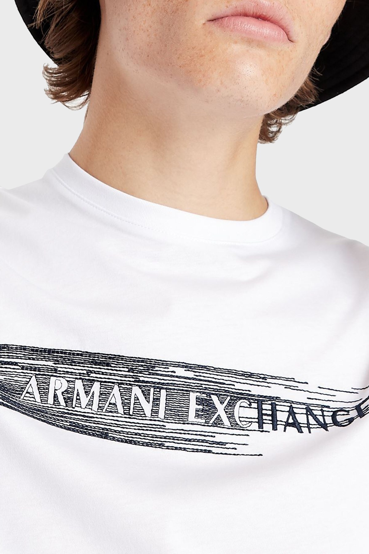 Armani Exchange Pamuklu Baskılı Slim Fit Bisiklet Yaka Erkek T Shirt 3LZTHC ZJBVZ 1100 BEYAZ