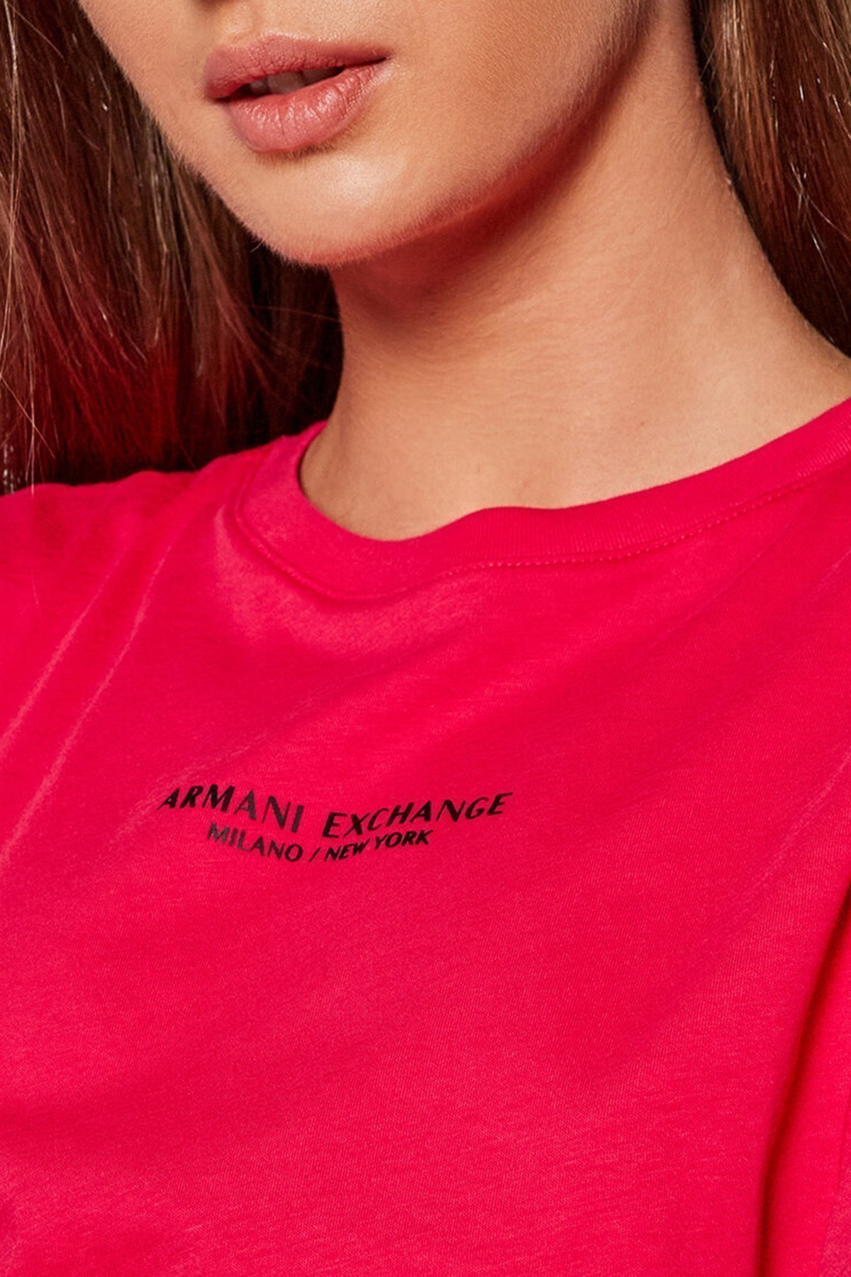 Armani Exchange Pamuklu Baskılı Yırtmaçlı Regular Fit Midi Bayan Elbise 8NYACF YJG3Z 14AC KIRMIZI