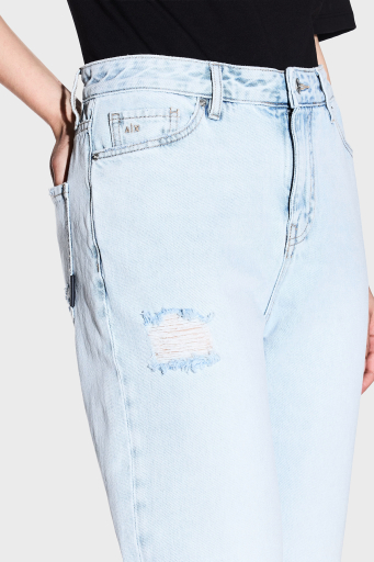 Armani Exchange Pamuklu Boyfriend Fit Yüksek Bel Düz Paça Jeans Bayan Kot Pantolon XW000073 AF12859 MB003 AÇIK MAVİ - 4