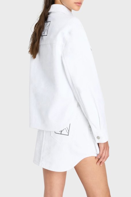 Armani Exchange Pamuklu Cropped Fit Bayan Kot Ceket 3DYB49 Y15MZ 0104 BEYAZ - 3