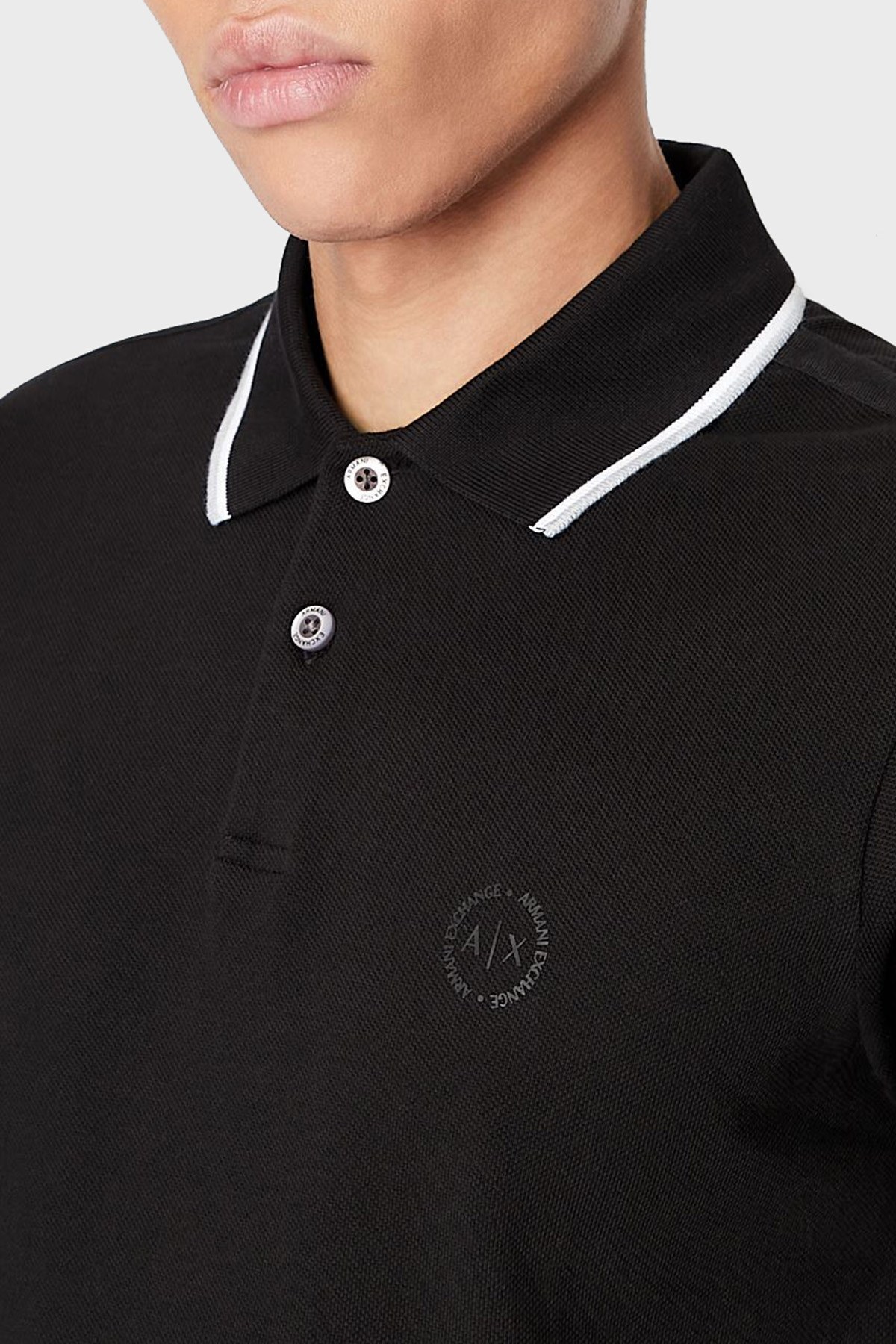 Armani Exchange Pamuklu Düğmeli T Shirt Erkek Polo 8NZF75 Z8M5Z 1200 SİYAH