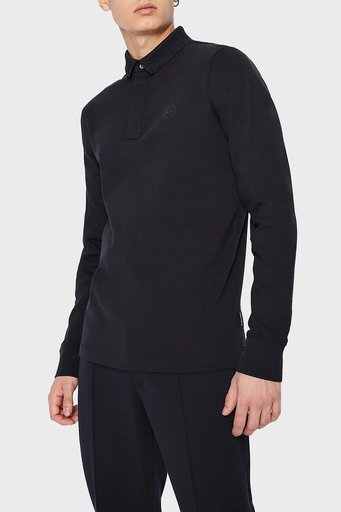 Armani Exchange Pamuklu Uzun Kollu Düğmeli Polo Yaka Erkek T Shirt 8NZF79 ZJ81Z 1510 LACİVERT - 1
