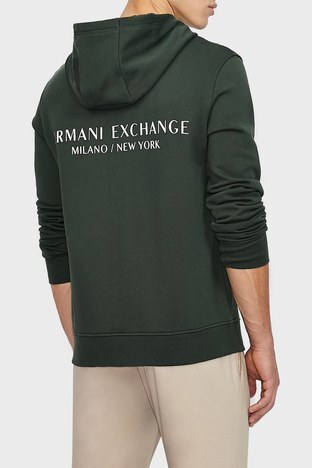 Armani Exchange - Armani Exchange Pamuklu Kapüşonlu Regular Fit Erkek Sweat 8NZM94 ZJKRZ 1863 HAKİ (1)