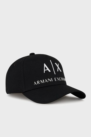 Armani Exchange - Armani Exchange Pamuklu Logo Detaylı Erkek Şapka 954039 CC513 00121 SİYAH-BEYAZ