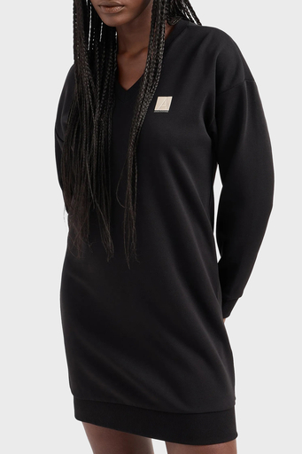 Armani Exchange Pamuklu Logolu Regular Fit V Yaka Mini Bayan Elbise 6DYA73 YJFYZ 1200 SİYAH - 4