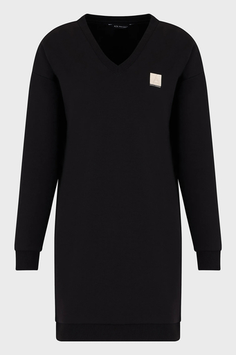 Armani Exchange Pamuklu Logolu Regular Fit V Yaka Mini Bayan Elbise 6DYA73 YJFYZ 1200 SİYAH - 5