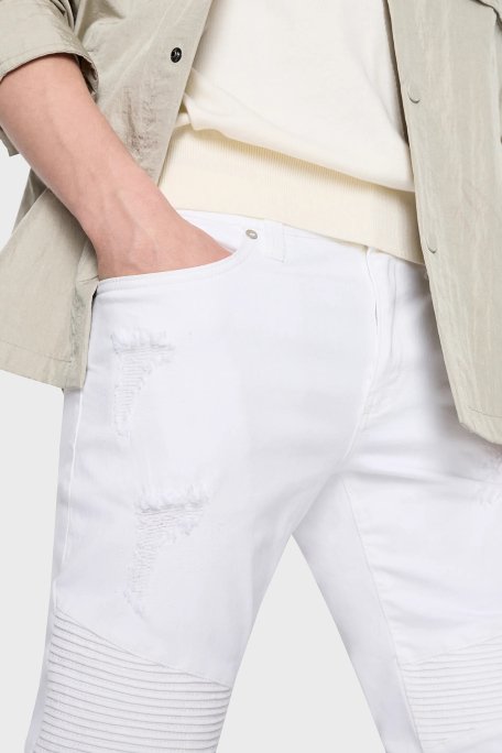 Armani Exchange Pamuklu Normal Bel Skinny Fit Dar Paça Jeans Erkek Kot Pantolon 3RZJ27 Z1AAZ 1100 BEYAZ - 2