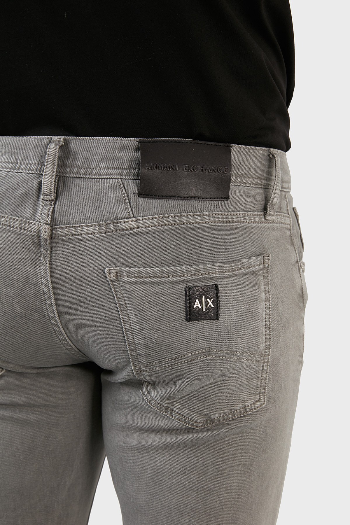 Armani Exchange Pamuklu Normal Bel Slim Fit Dar Paça Jeans Erkek Kot Pantolon 3LZJ13 Z1D7Z 1972 GRİ-SİYAH