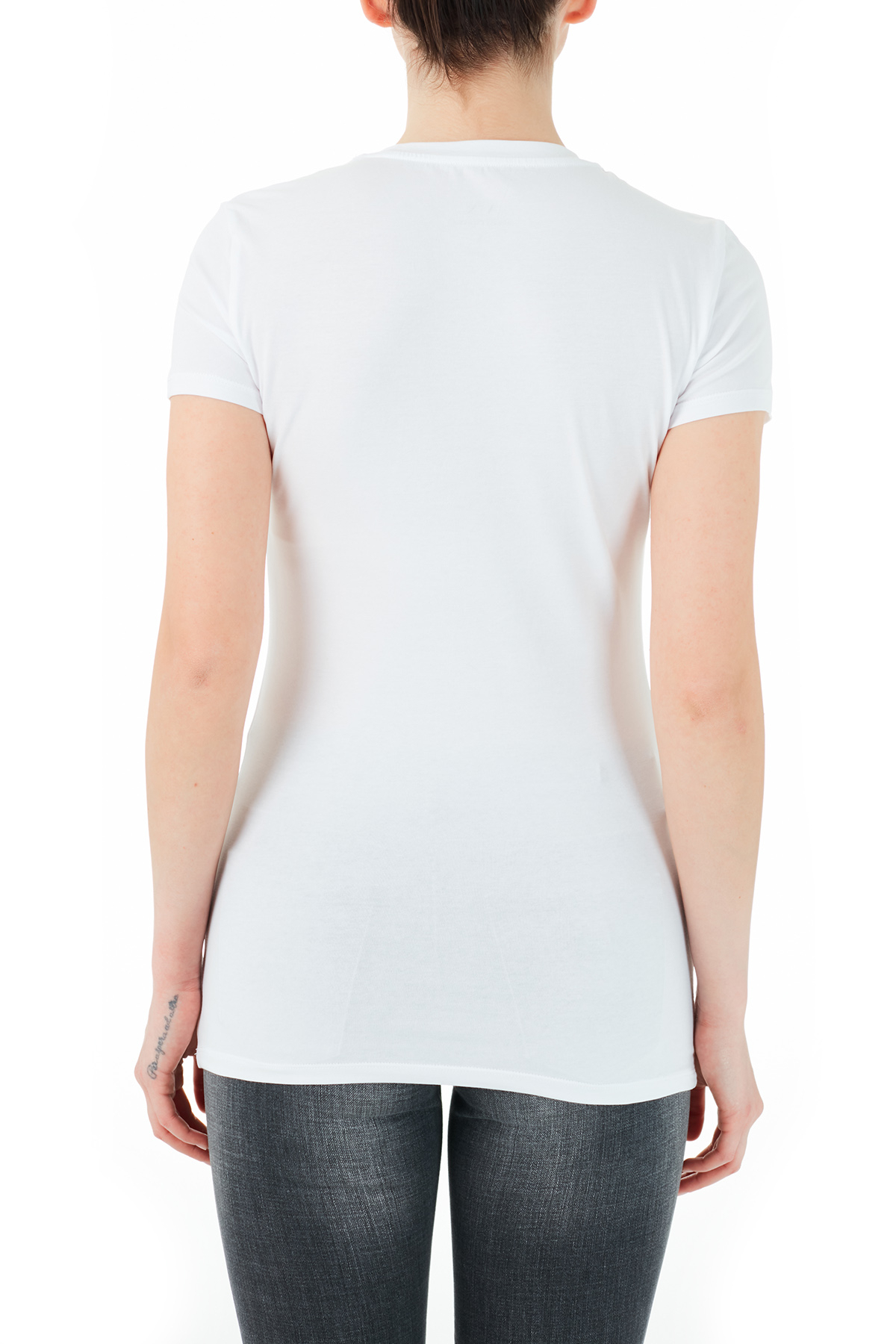 Armani Exchange Pamuklu Payet Detaylı Slim Fit Bayan T Shirt 3KYTRB YJC7Z 1000 BEYAZ
