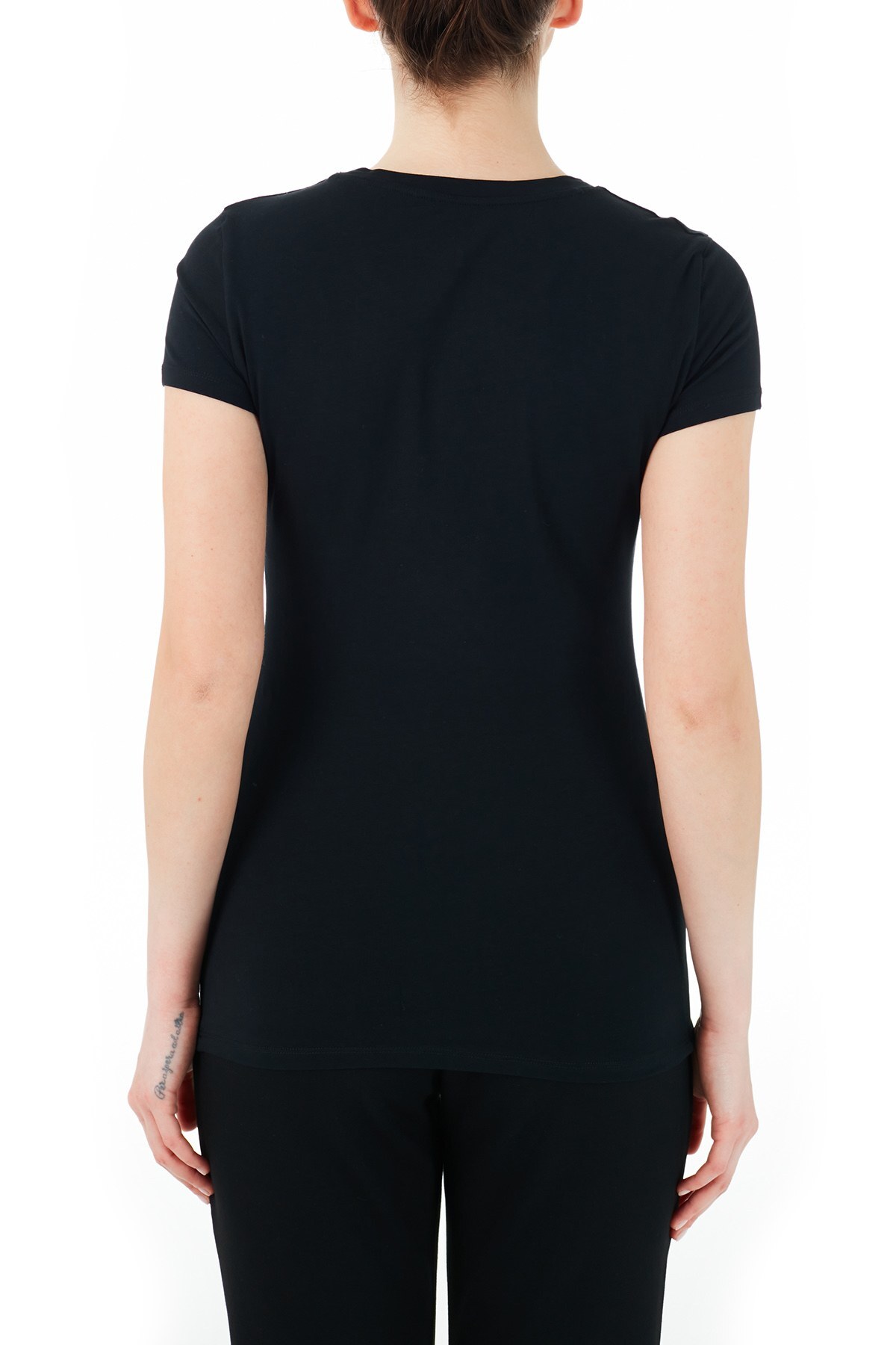 Armani Exchange Pamuklu Payet Detaylı Slim Fit Bayan T Shirt 3KYTRB YJC7Z 1200 SİYAH