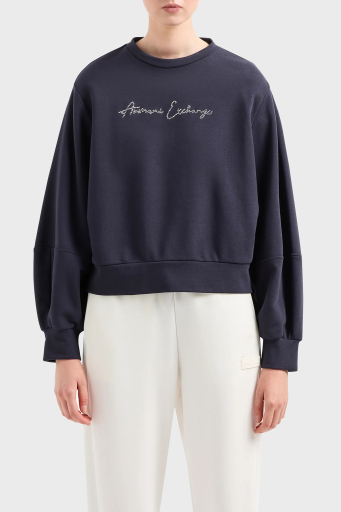 Armani Exchange Pamuklu Regular Fit Bisiklet Yaka Bayan Sweat 3DYM13 YJFFZ 1593 LACİVERT - 6