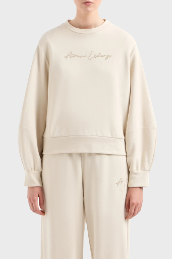Armani Exchange Pamuklu Regular Fit Bisiklet Yaka Bayan Sweat 3DYM13 YJFFZ 1787 BEJ - 1