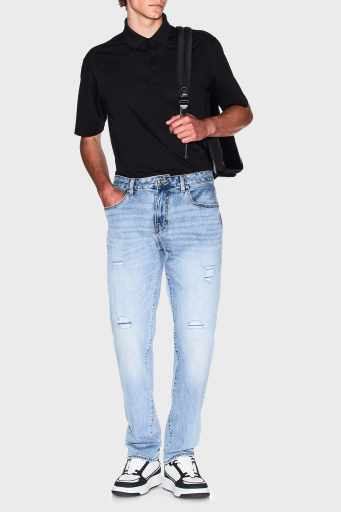 Armani Exchange Pamuklu Regular Fit Düğmeli Erkek Polo Yaka T Shirt XM000484 AF10364 UC001 SİYAH - 3