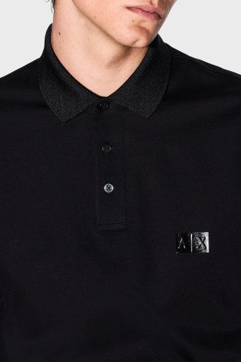 Armani Exchange Pamuklu Regular Fit Düğmeli Erkek Polo Yaka T Shirt XM000484 AF10364 UC001 SİYAH - 4