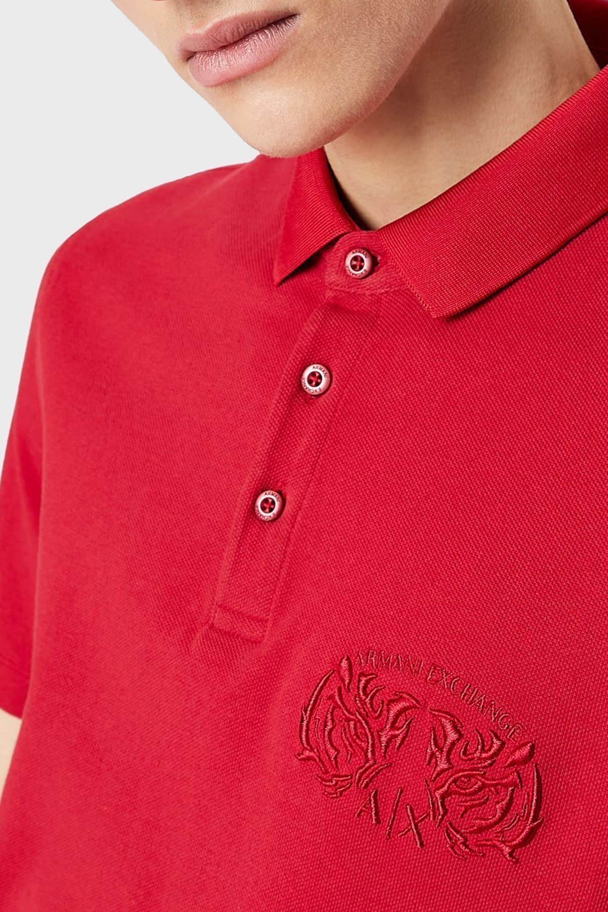 Armani Exchange Pamuklu Regular Fit Düğmeli T Shirt Erkek Polo 3LZFGG ZJM5Z 1435 KIRMIZI