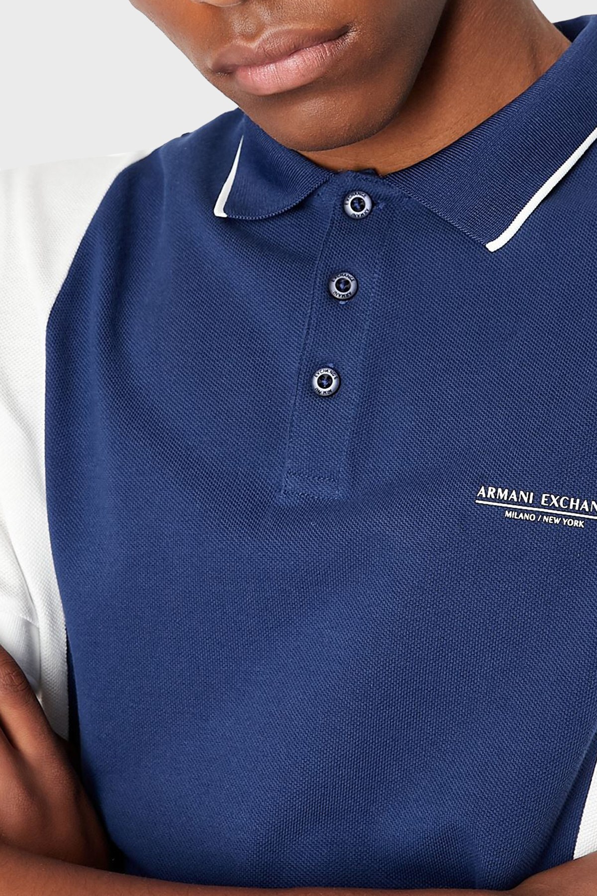Armani Exchange Pamuklu Regular Fit Düğmeli T Shirt Erkek Polo 3LZFLA ZJM5Z 81AQ BEYAZ-SAKS