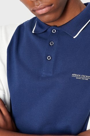 Armani Exchange - Armani Exchange Pamuklu Regular Fit Düğmeli T Shirt Erkek Polo 3LZFLA ZJM5Z 81AQ BEYAZ-SAKS (1)