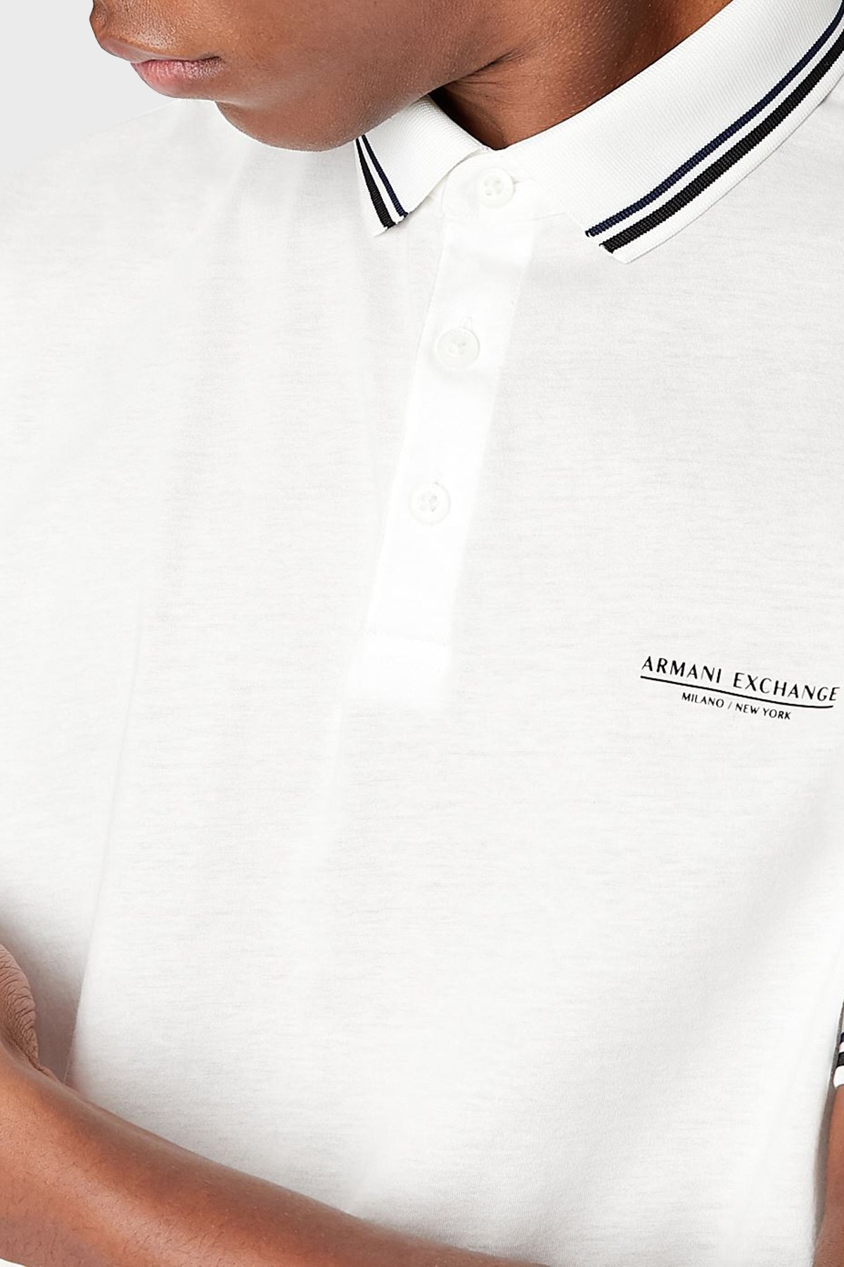 Armani Exchange Pamuklu Regular Fit Düğmeli T Shirt Erkek Polo 3LZFLB ZJ9AZ 1116 BEYAZ