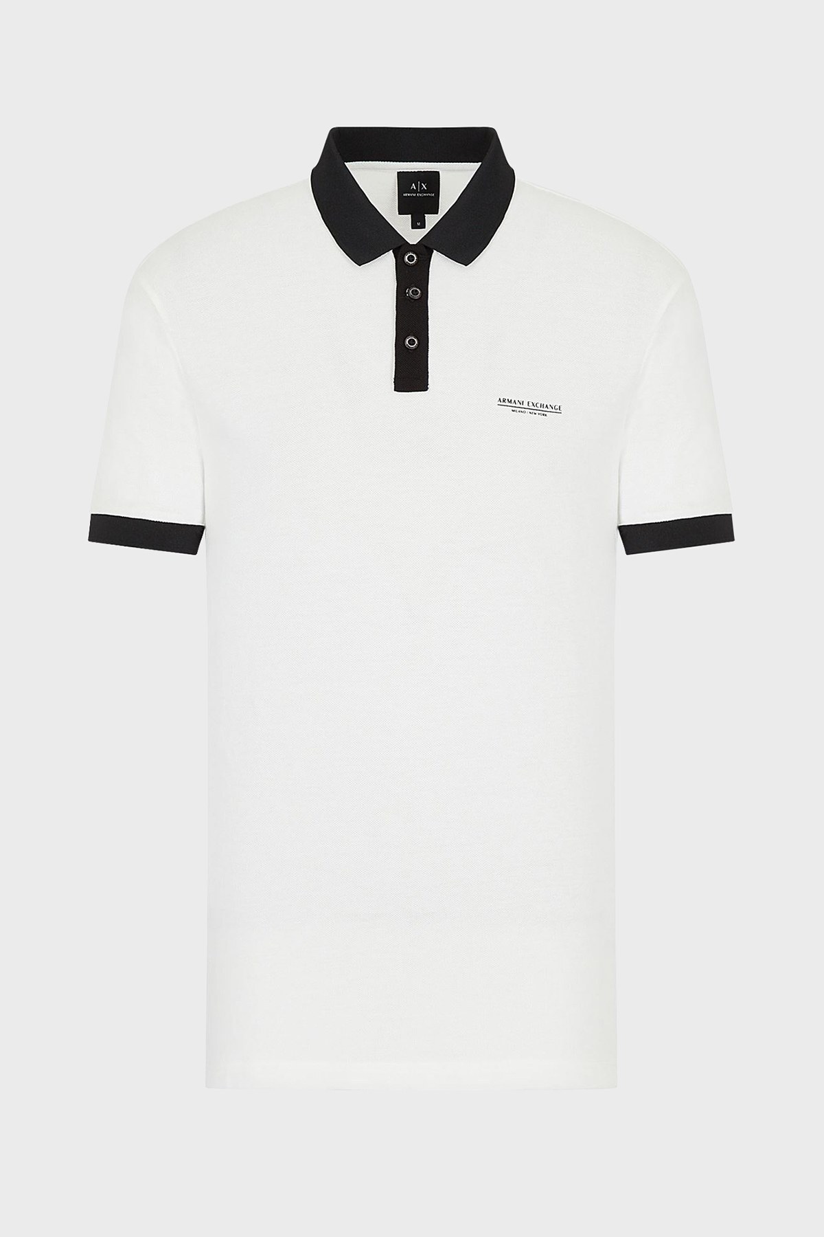 Armani Exchange Pamuklu Regular Fit Düğmeli T Shirt Erkek Polo 3LZFLC ZJM5Z 6111 BEYAZ-SİYAH