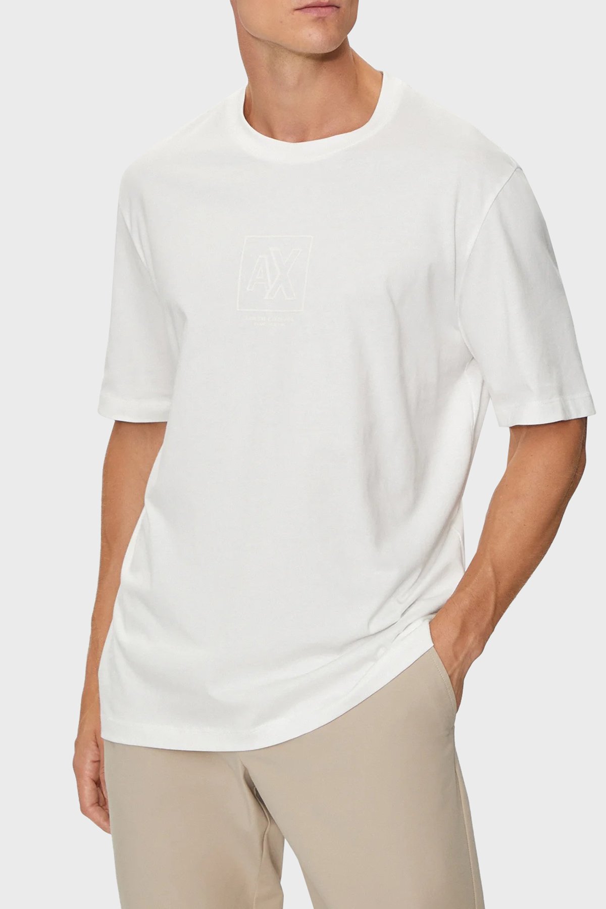 Tシャツ・カットソー ARMANI EXCHANGE Men T-shirt Beige 6DZTLDZJ9JZ 1116 Regular fit T-shirt with eagle embroidery in ASV jersey