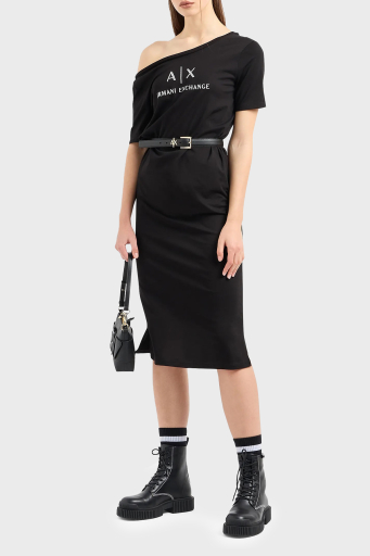 Armani Exchange Pamuklu Regular Fit Midi Bayan Elbise 3DYAAF YJG3Z 1200 SİYAH - 7