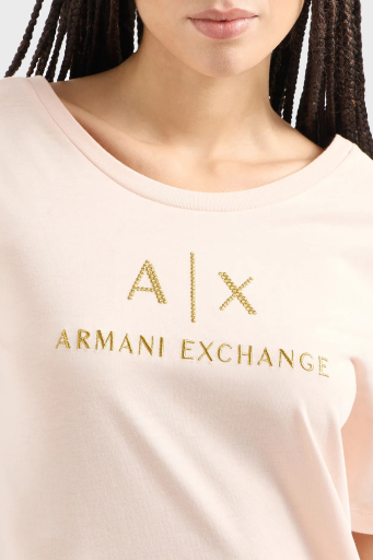 Armani Exchange Pamuklu Regular Fit Midi Bayan Elbise 3DYAAF YJG3Z 14BD PUDRA - 4