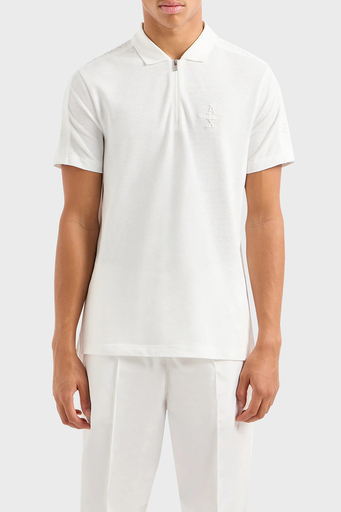 Armani Exchange Pamuklu Regular Fit Yarım Fermuarlı Erkek Polo Yaka T Shirt 6DZFLC ZJM5Z 1116 BEYAZ - 5