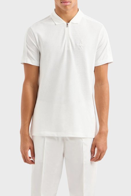 Armani Exchange Pamuklu Regular Fit Yarım Fermuarlı Erkek Polo Yaka T Shirt 6DZFLC ZJM5Z 1116 BEYAZ - 1