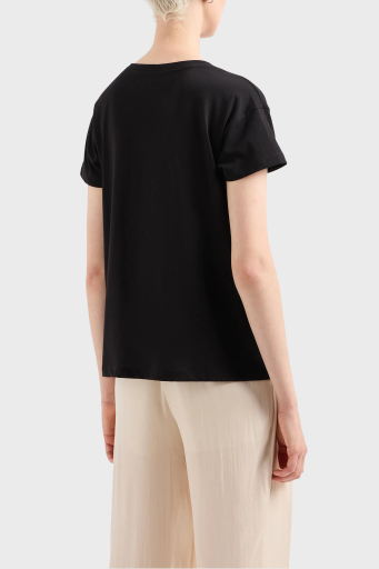 Armani Exchange Pamuklu Relaxed Fit Bisiklet Yaka Bayan T Shirt 3DYT16 YJ3RZ 1200 SİYAH - 3