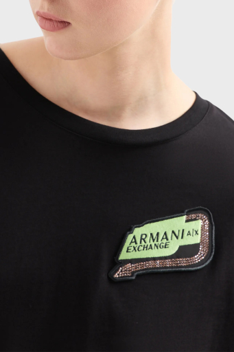 Armani Exchange Pamuklu Relaxed Fit Bisiklet Yaka Bayan T Shirt 3DYT16 YJ3RZ 1200 SİYAH - 4