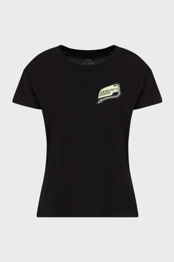 Armani Exchange Pamuklu Relaxed Fit Bisiklet Yaka Bayan T Shirt 3DYT16 YJ3RZ 1200 SİYAH - 5