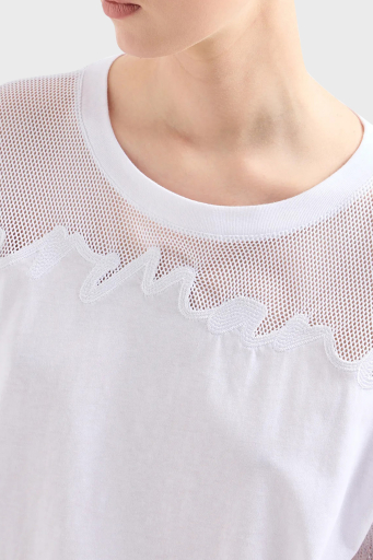 Armani Exchange Pamuklu Relaxed Fit Bisiklet Yaka Bayan T Shirt 3DYT34 YJ3RZ 1000 BEYAZ - 9