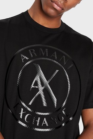 Armani Exchange - Armani Exchange Pamuklu Relaxed Fit Bisiklet Yaka Erkek T Shirt 3LZTLC ZJ9AZ 1200 SİYAH (1)