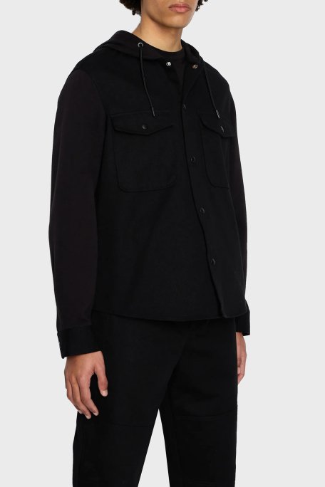Armani Exchange Pamuklu Relaxed Fit Çift Cepli Kapüşonlu Erkek Gömlek 6RZCL1 Z196Z 1200 SİYAH - 1
