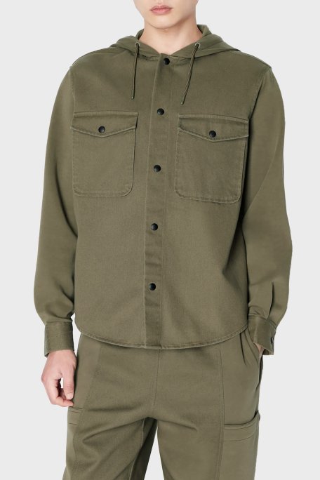 Armani Exchange Pamuklu Relaxed Fit Çift Cepli Kapüşonlu Erkek Gömlek 6RZCL1 Z196Z 1784 HAKİ - 1