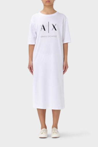Armani Exchange Pamuklu Relaxed Fit Midi Bayan Elbise 3DYA79 YJ3RZ 1000 BEYAZ - 4
