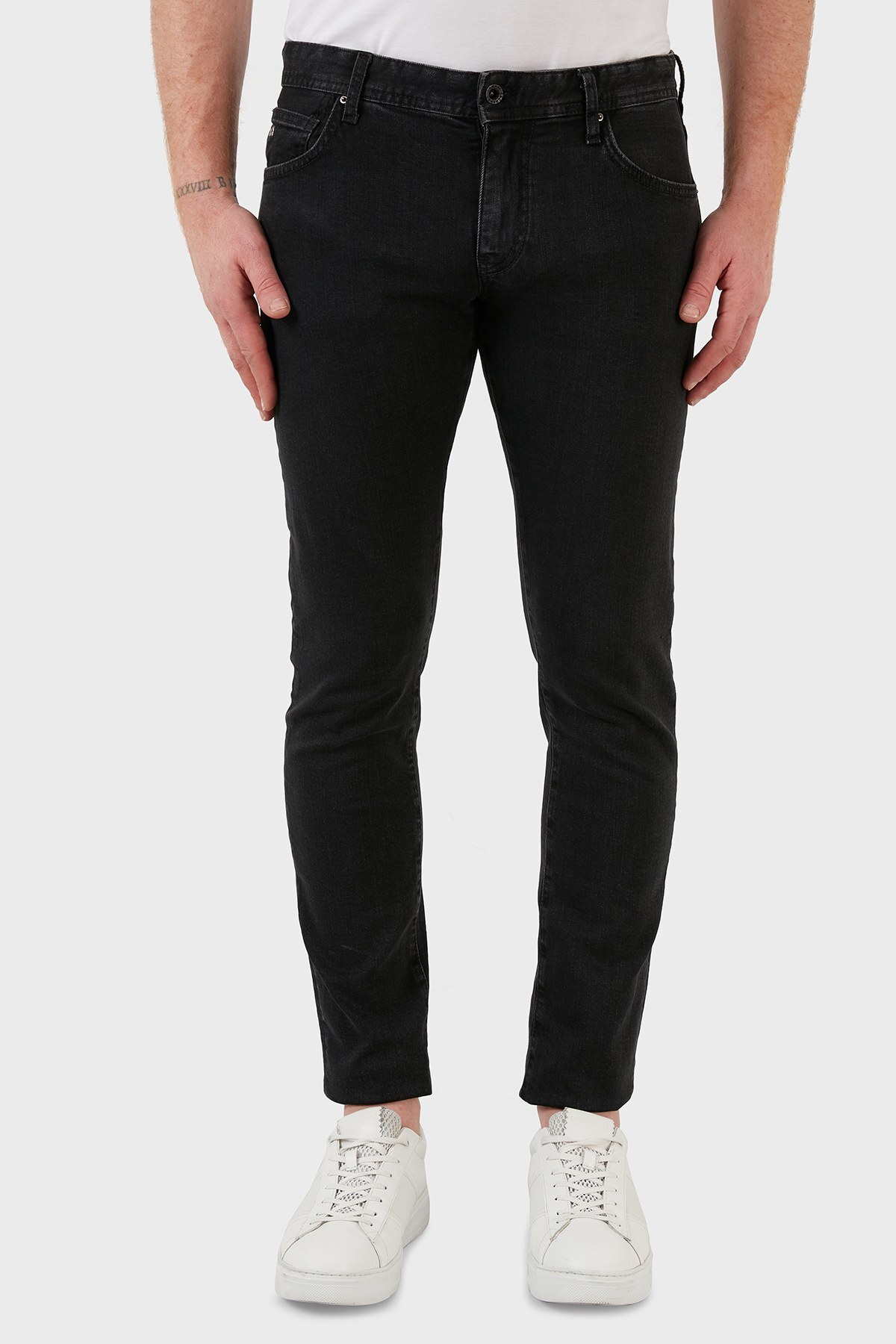 Armani Exchange Pamuklu Skinny Fit Normal Bel Dar Paça Jeans Erkek Kot Pantolon 3LZJ14 Z1PTZ 0903 GRİ