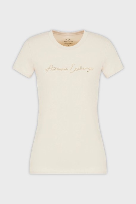 Armani Exchange Pamuklu Slim Fit Bisiklet Yaka Bayan T Shirt 3DYT27 YJDTZ 1787 BEJ - 5