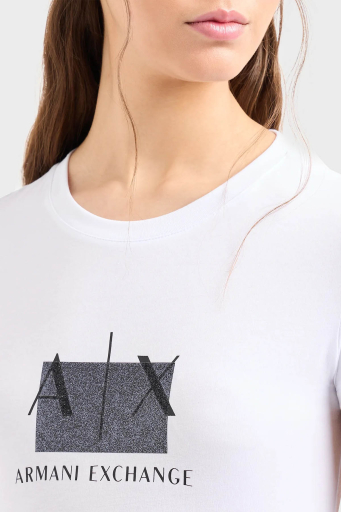 Armani Exchange Pamuklu Slim Fit Bisiklet Yaka Bayan T Shirt 3DYT51 YJETZ 1000 BEYAZ - 9