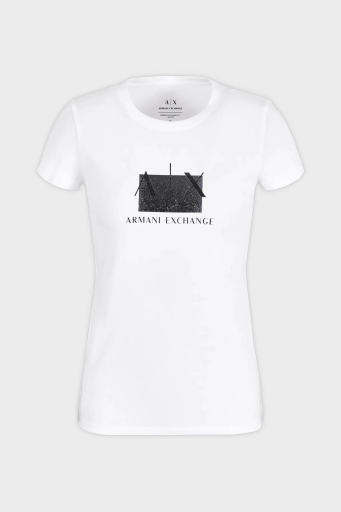 Armani Exchange Pamuklu Slim Fit Bisiklet Yaka Bayan T Shirt 3DYT51 YJETZ 1000 BEYAZ - 10