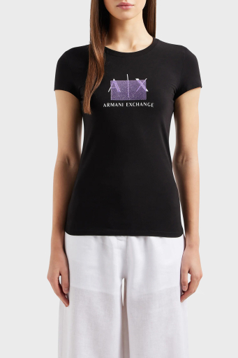 Armani Exchange Pamuklu Slim Fit Bisiklet Yaka Bayan T Shirt 3DYT51 YJETZ 1200 SİYAH - 6