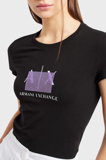Armani Exchange Pamuklu Slim Fit Bisiklet Yaka Bayan T Shirt 3DYT51 YJETZ 1200 SİYAH - 9