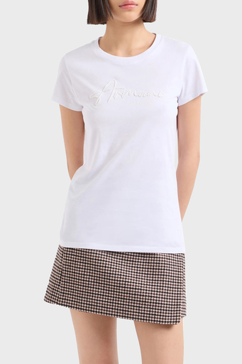 Armani Exchange Pamuklu Slim Fit Bisiklet Yaka Bayan T Shirt 6DYT51 YJG3Z 1000 BEYAZ - 1