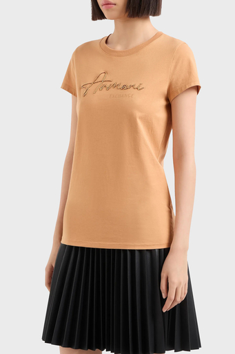 Armani Exchange Pamuklu Slim Fit Bisiklet Yaka Bayan T Shirt 6DYT51 YJG3Z 1788 TABA - 1