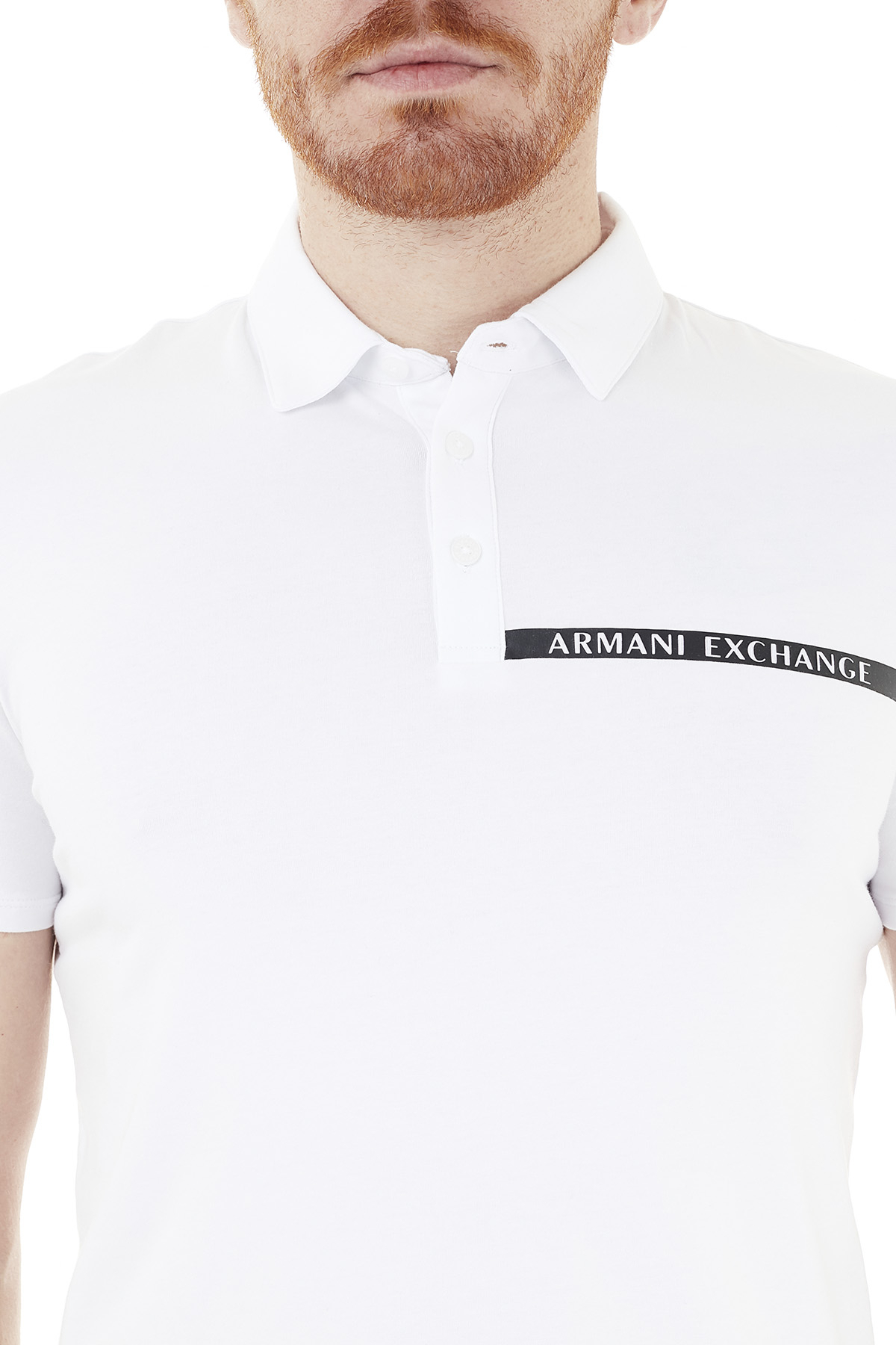 Armani Exchange Pamuklu T Shirt Erkek Polo 3KZFHA ZJE6Z 1100 BEYAZ