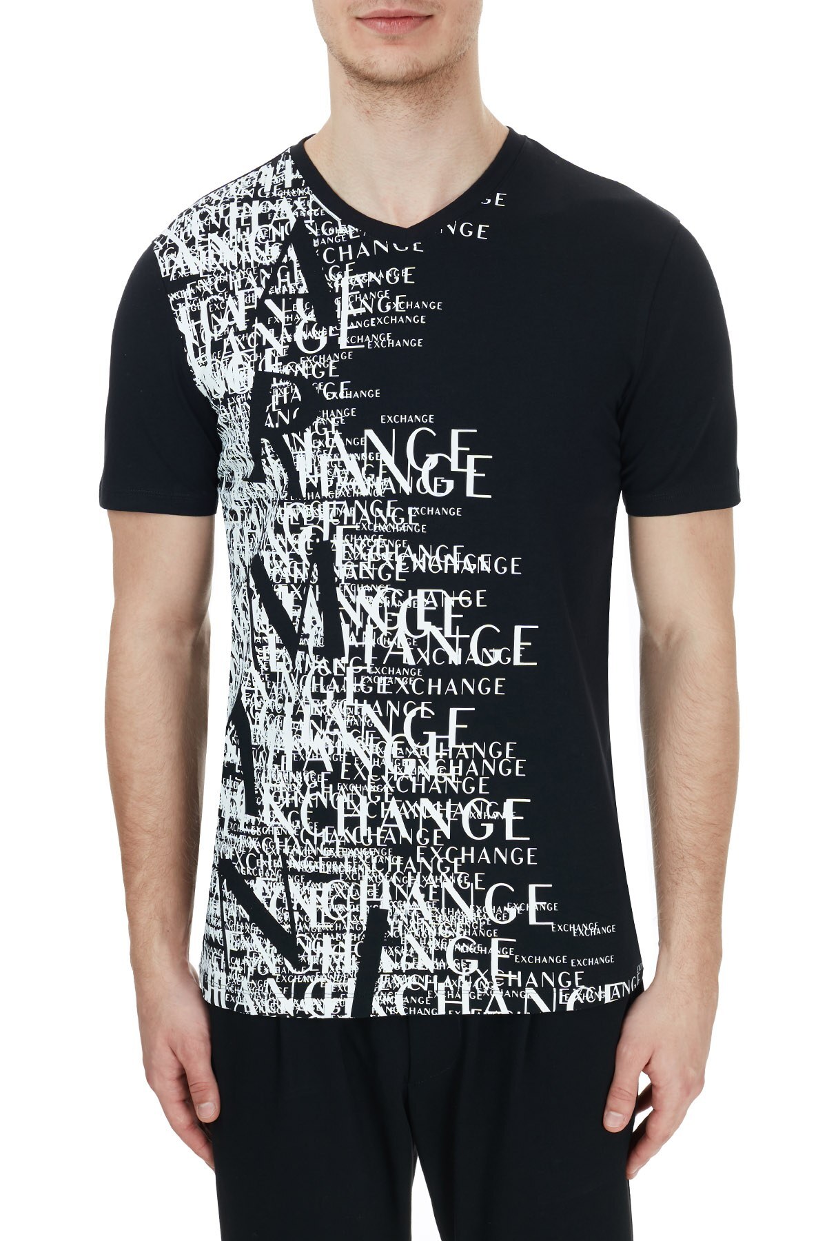 Armani Exchange Pamuklu V Yaka Erkek T Shirt 6HZTFN ZJE6Z 7255 SİYAH