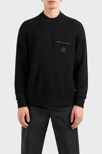 Armani Exchange Pamuklu ve Yünlü Regular Fit Bisiklet Yaka Erkek Kazak XM000029 AF10348 UC001 SİYAH - 1