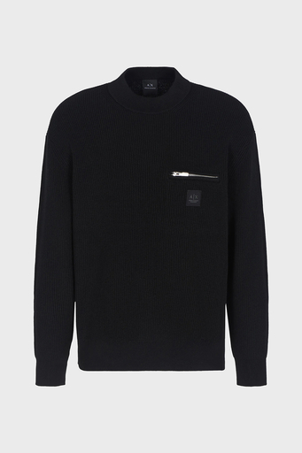 Armani Exchange Pamuklu ve Yünlü Regular Fit Bisiklet Yaka Erkek Kazak XM000029 AF10348 UC001 SİYAH - 4